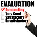 Evaluation form and hand check outstanding Royalty Free Stock Photo
