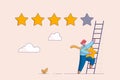 Evaluation rank concept. 5 stars rating review high quality and good business reputation, customer feedback or credit