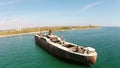 Evangelia shipwreck, Black Sea coast, Romania , aerial view