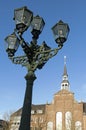 Evangelical Church and lamppost, city Goch