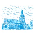 The cathedral. Riga, Latvia. Graphic sketch