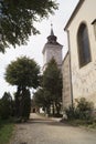 Evangelical-Lutheran church St. Bartholomew and solar watch Biserica Sfantul Bartolomeu, Brasov, Romania Royalty Free Stock Photo