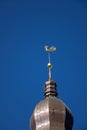 Evangelical Lutheran Riga Dome Cathedral with weather vane golden cockerel. Riga, Latvia Royalty Free Stock Photo