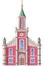 Evangelical parish church of Christ in Salzburg. Color drawing.