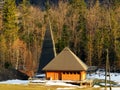 Evangelical-Reformed Mountain Church Klontal or Evangelisch-reformierte Bergkirche KlÃÂ¶ntal in the KlÃÂ¶ntal alpine valley Royalty Free Stock Photo