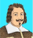 Evangelista Torricelli cartoon portrait, vector Royalty Free Stock Photo