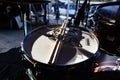 Evans Drumhead on drums on stage