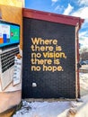 Evanston, IL/USA - 01-13-2019: Bright colorful street art with vision board
