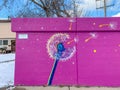 Evanston, IL/USA - 01-13-2019: Colorful artwork painted on cement wall