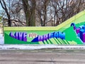 Evanston, IL/USA - 01-13-2019: Colorful mural painted on cement wall with inspiring message