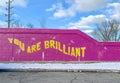 Evanston, IL/USA - 01-13-2019: Colorful mural painted on cement wall