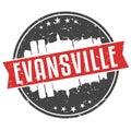 Evansville Indiana Round Travel Stamp Icon Skyline City Design Seal Badge Illustration Clipart.