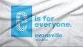 Evansville of Indiana of United States flag background