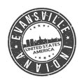 Evansville Indiana USA Round Button City Skyline Design Stamp Vector Travel Tourism