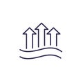 evaporation or evaporate water line icon, vector