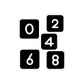 Black solid icon for Even, number and count