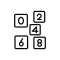 Black line icon for Even, number and count