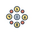 Color illustration icon for Even, numbers and mathematics