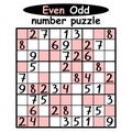 Even Odd number puzzle nine by nine vector illustration Royalty Free Stock Photo