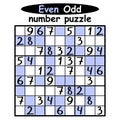 Even-Odd sudoku for kids and adults vector illustration