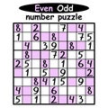 Even-Odd sudoku printable activity page vector illustration