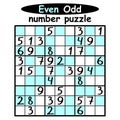 Even Odd sudoku printable activity page vector illustration