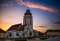 Evening above historic center of Bechyne. Czech Republic.