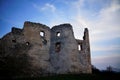 Evening above tower ruin of Oponice castle, Slovakia. Royalty Free Stock Photo