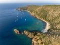 Evening aerial high angle drone view of Blue Pearl Bay on Hayman Island Royalty Free Stock Photo