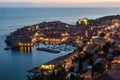 Evening aerial view of the old town of Dubrovnik, Croat Royalty Free Stock Photo