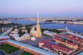 Evening aerial view, Peter and Paul Fortress, Neva river, Saint Petersburg, Russia