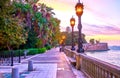 Evening in Alameda Apodaca garden, Cadiz, Spain