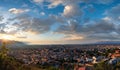 Evening Alcamo town and sea bay, Sicily, Italy