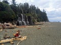 Evening along the beaches of the West Coast Trail at the Tsusiat Falls Campsite. Royalty Free Stock Photo