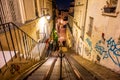 Evening Ambience in Montmartre Stairway Royalty Free Stock Photo