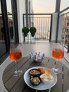 Evening aperitif on a terrace overlooking the sea Royalty Free Stock Photo