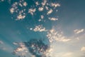 The evening aquamarine sky with clouds, background Royalty Free Stock Photo