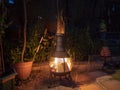 Evening around the garden chiminea