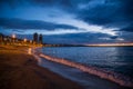 Barceloneta at sunrise, Catalonia, Spain Royalty Free Stock Photo