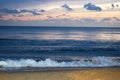 Evening black sea with beautiful surf and Dolphin fin Royalty Free Stock Photo