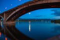 Evening bridge over the river Royalty Free Stock Photo