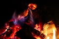 A burning fire in the evening Royalty Free Stock Photo