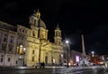 Evening Cathedral of Sant`Agnese in Agone in Piazza Navona in Rome