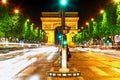 Evening on Champs-Elysees in front of Arc de Triomphe.Paris. France. Royalty Free Stock Photo