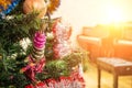 Evening christmas with christas tree near piano Royalty Free Stock Photo