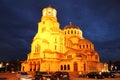 Evening church square Sofia Bulgaria Royalty Free Stock Photo