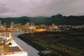 Evening city and mountain ridge. Port Louis, Mauritius Royalty Free Stock Photo