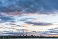 Evening city pond cloudscape view Royalty Free Stock Photo