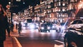 Evening City with Car and People Traffic