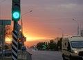 Evening city. Tambov at sunset.